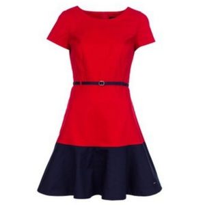 Tommy Hilfiger Red and Blue Color Block Dress - 0